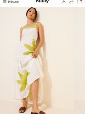 Anthropologie Sleeveless Square-Neck Drop-Waist Apron Maxi Dress